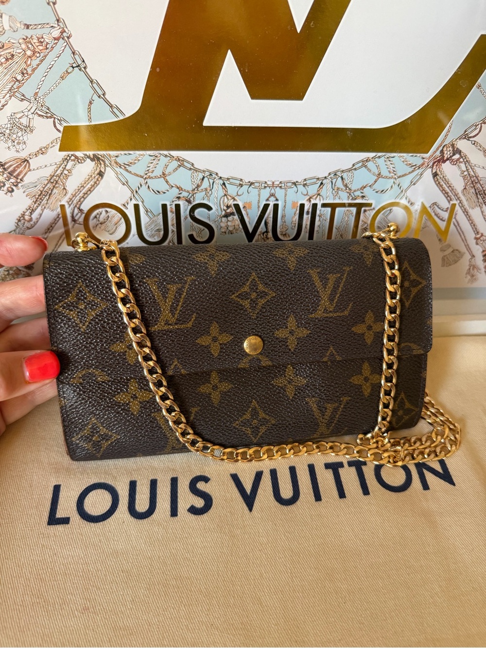 Louis Vuitton Vintage Monogram Sarah Long Wallet on Chain